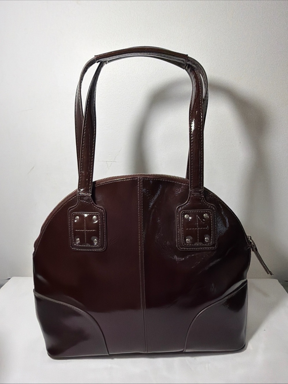 Liz Claiborne Faux Patent Leather Dome Satchel